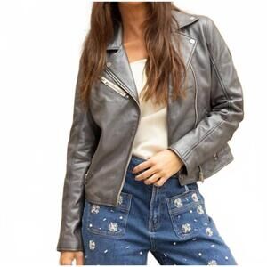NEW MAURITIUS sofia leather jacket in gunmetal